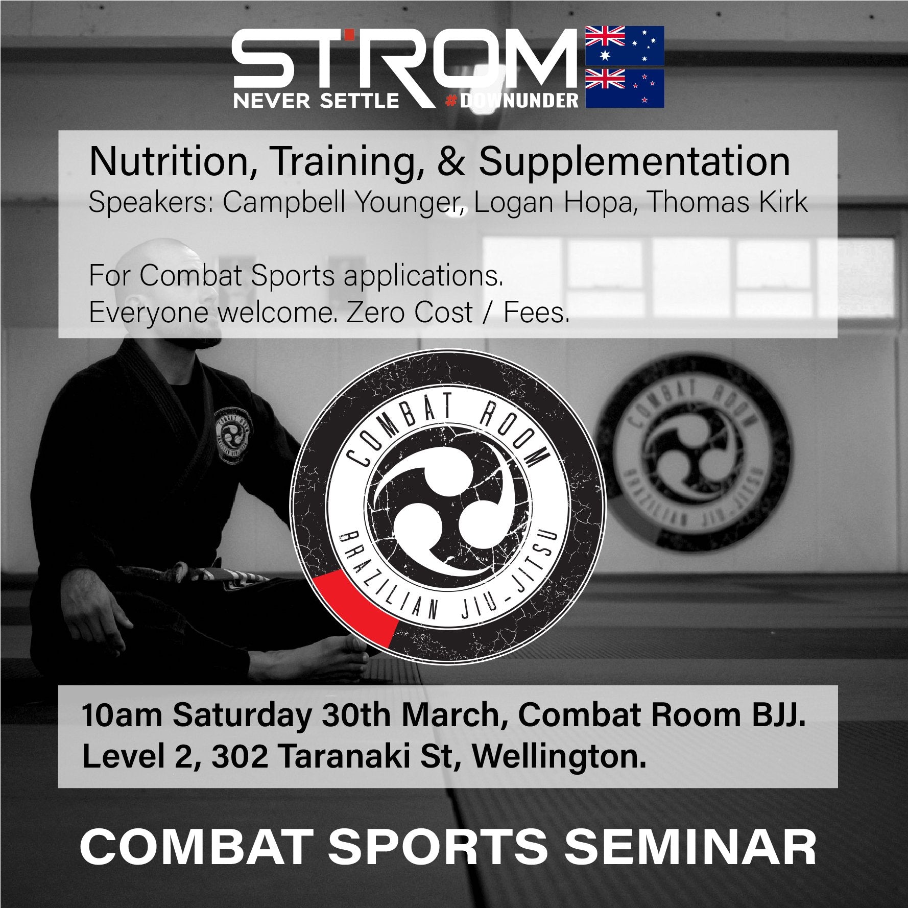 MARCH 30TH WELLINGTON COMBAT SPORTS SEMINAR - Strom Sports New Zealand