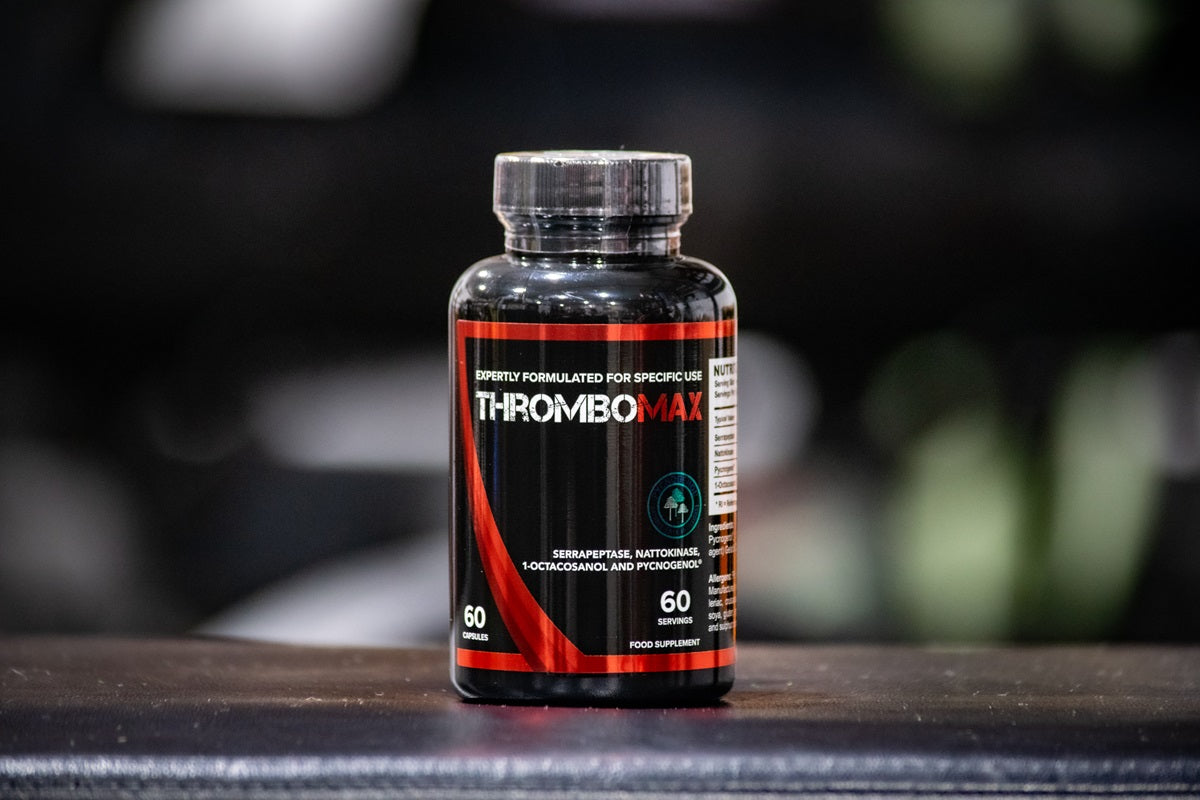 ThromboMAX with Serrapeptase (60’000SPU), Nattokinase (2000FU), French Pine Bark Extract (150mg), and 1-Octacosanol (50mg). 60serve Stocked by Strom Sports Nutrition New Zealand NZ