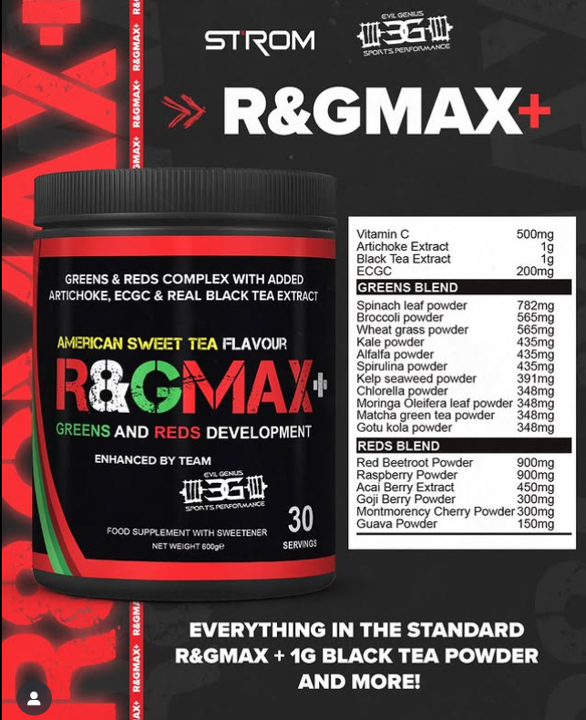 R&GMAX American sweet tea flavour 30 servings for a complete nutrition profile, stocked by Strom Sports New Zealand