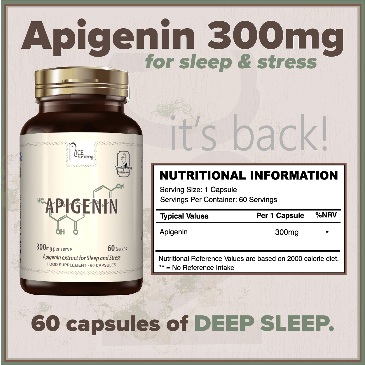Apigenin 300mg // Anti - aging & Sleep Support - Muscle Builder - Strom Sports Nutrition