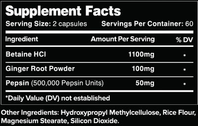 Betaine HCL // w/ Ginger & Pepsin - Essentials - Strom Sports Nutrition
