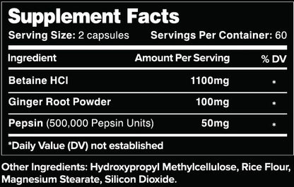 Betaine HCL // w/ Ginger & Pepsin - Essentials - Strom Sports Nutrition