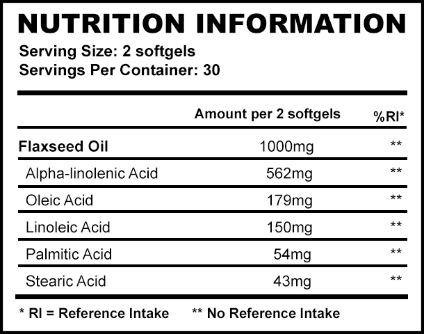 Flaxseed Oil (1000mg) // 60 Softgels - Essentials - Strom Sports Nutrition